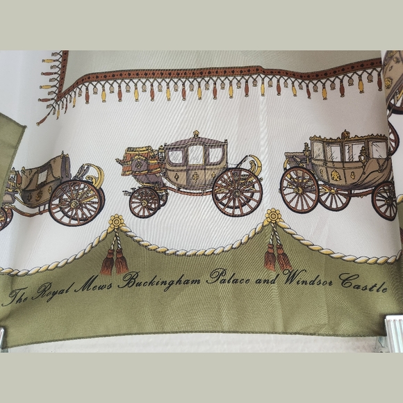 Royal Carriages Buckingham Palace Green Square Scarf by Camelia James - Picture 4 of 7